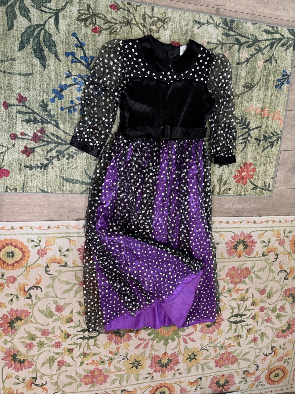 New Target Girls Witch Halloween Costume Dress Size Large Purple & Black - Picture 6 of 16